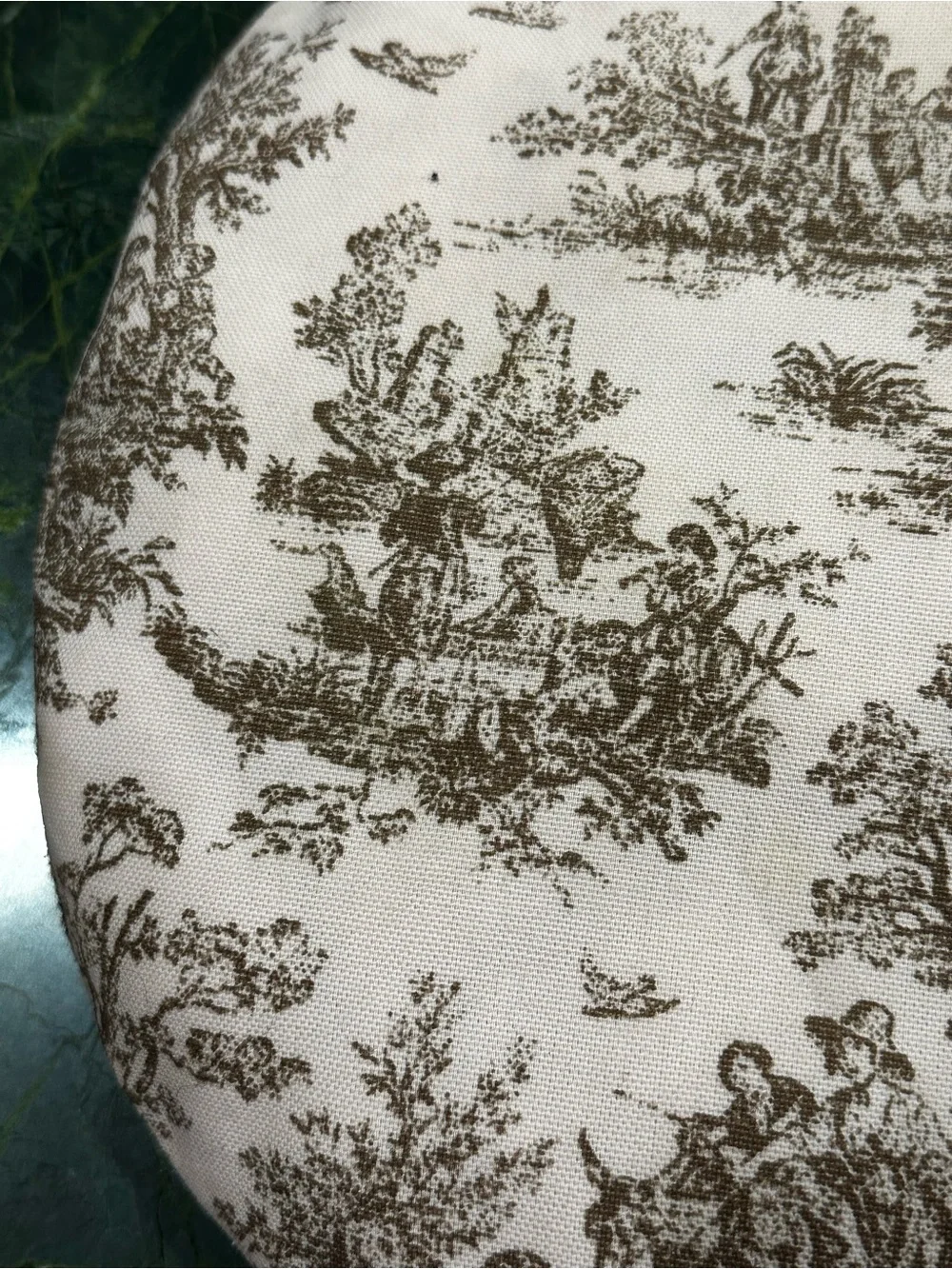 Vintage Toile Bucolic Kravet  Romantic Scene Reversible Round Decorative Pillow